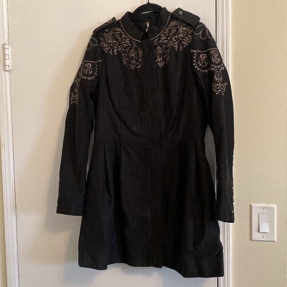 Free People Sargent Zip-up Long Sleeve Embroidered Coat - Picture 11 of 17